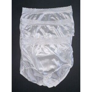 Fruit of  the Loom White Hi Cuts Lace Trim Nylon Panties Lot Of 3 Size 7